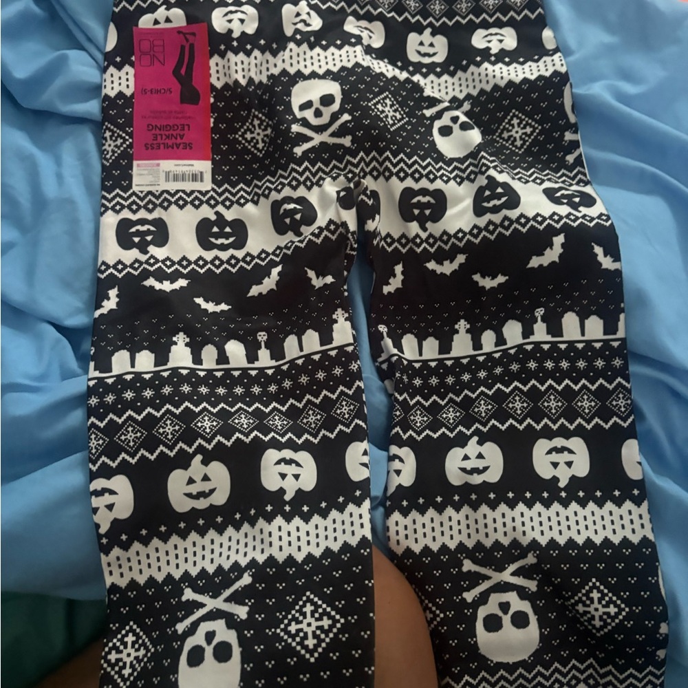 NOBO Black and White Halloween Kids Leggings 3-5 small juniors